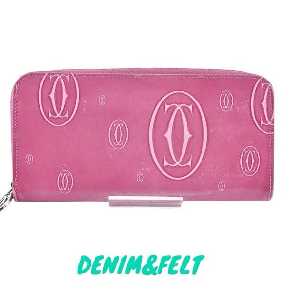 🩷Cartier Enamel Pink Mastline Happy Birthday Long Zip Around Wallet | PRELOVED! - Picture 2 of 9